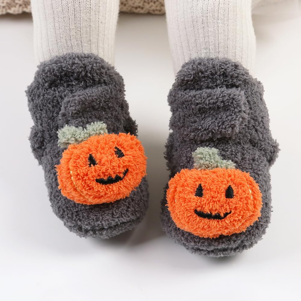 Baby Booties Newborn Boys Girls Fleece Boots Non Slip Grippers Stay on Slipper Socks Infant First Walker Winter Warm Crib Shoes