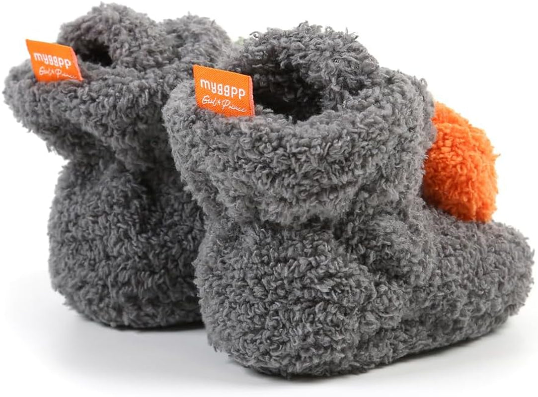 Baby Booties Newborn Boys Girls Fleece Boots Non Slip Grippers Stay on Slipper Socks Infant First Walker Winter Warm Crib Shoes